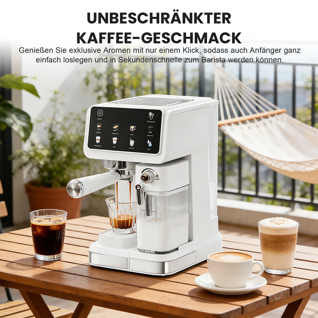 Ekspres do kawy 20 Bar z automatycznym systemem spieniania mleka – latte, cappuccino i cold brew w jednym
