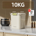 Szczelny Dozownik Zbóż 5KG/10KG – Z Zapięciem, Ochrona przed Owadami, Organizer Kuchenny na Karmę dla Zwierząt