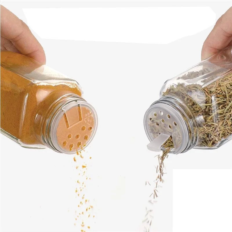Szklane Pojemniki na Przyprawy z Wieczkiem z Drewna Różanego | 120ml | Zestaw 12/24/35 szt. z Etykietami | BPA Free